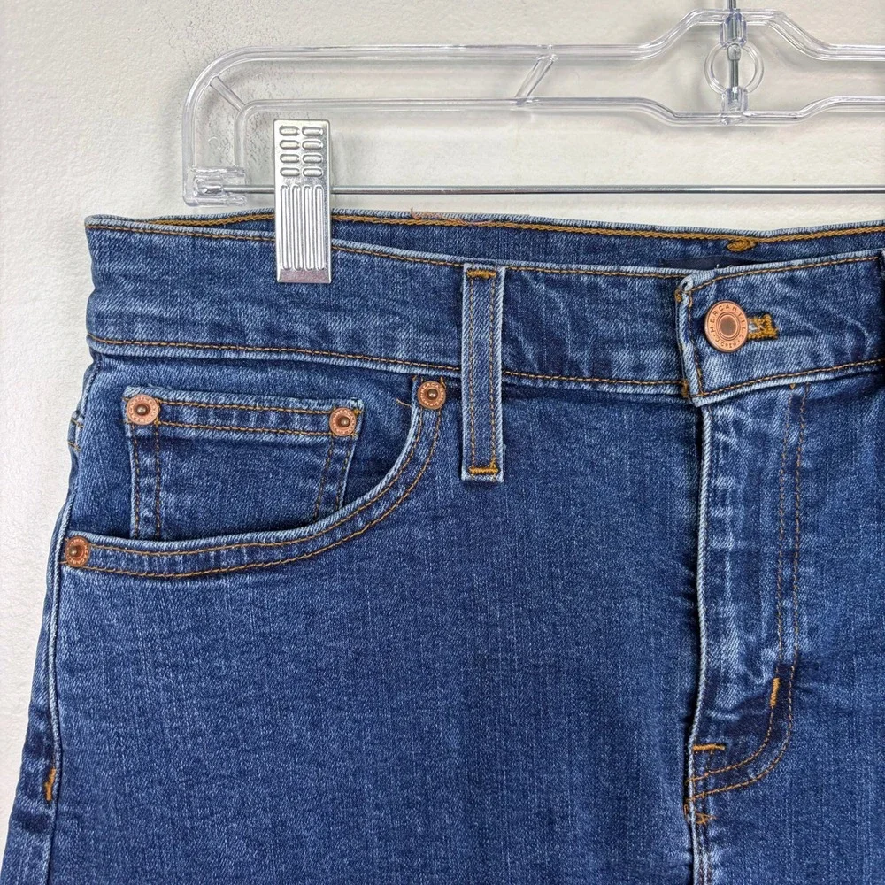 J.Crew Mercantile Denim Mini Skirt Raw Hem Blue Jean Casual Boho Size 4